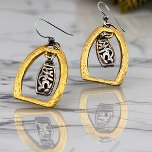 Brighton Meridian Geo Open Hoop French Wire Earrings. Retired